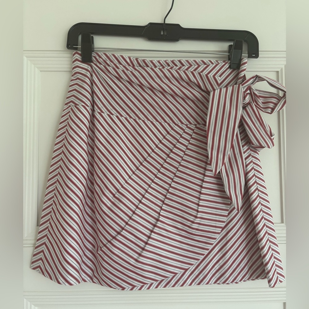 NWT Zara Wrap Red & White Stripe Mini Skirt | Size: XS